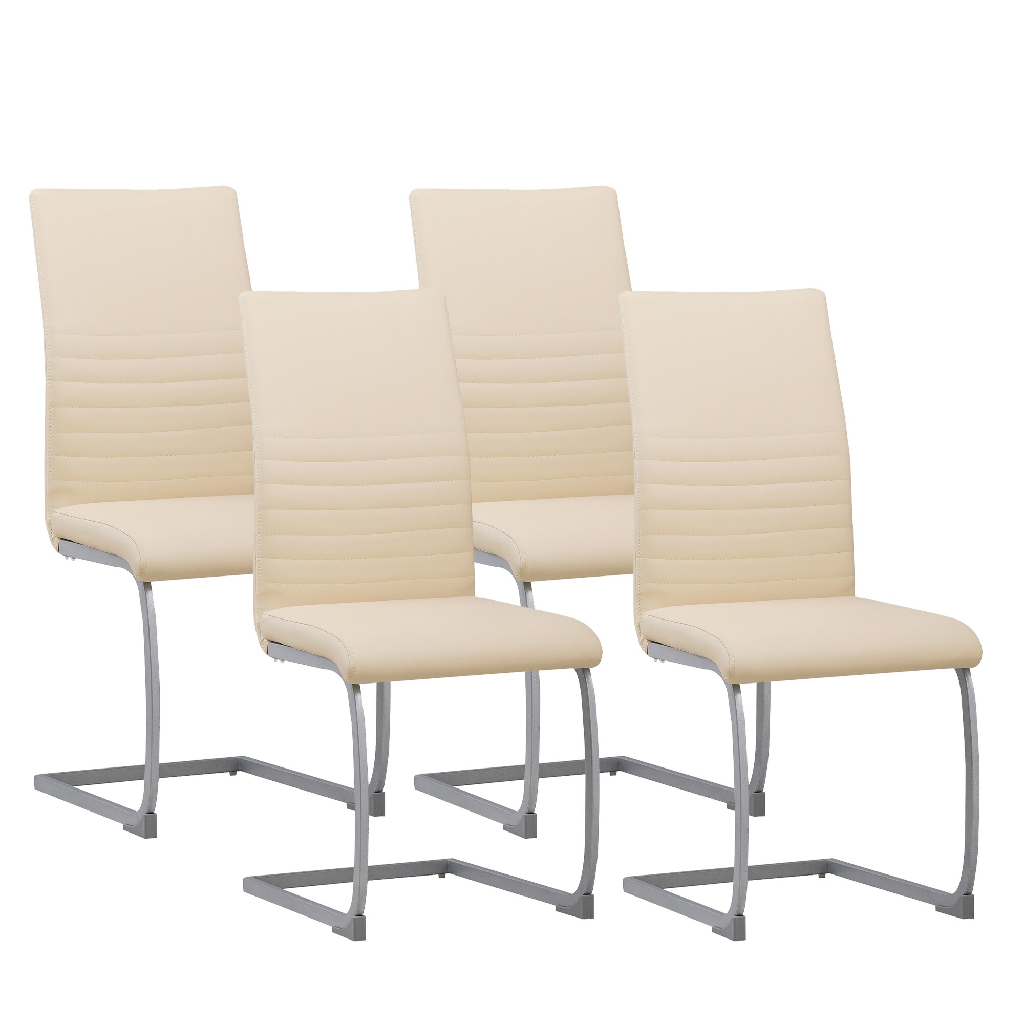 Albatros Freischwinger Stühle 4er Set MURANO, Beige - Esszimmerstuhl Schwingstuhl mit modernem Design, Kunstleder-Bezug, dicke Polsterung, Küchenstuhl, Polsterstuhl, Stuhl Esszimmer Esstisch