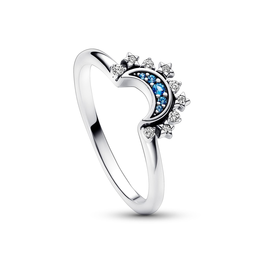 Pandora Moments Himmlisch Funkelnder Blauer Mondring 925 Silber