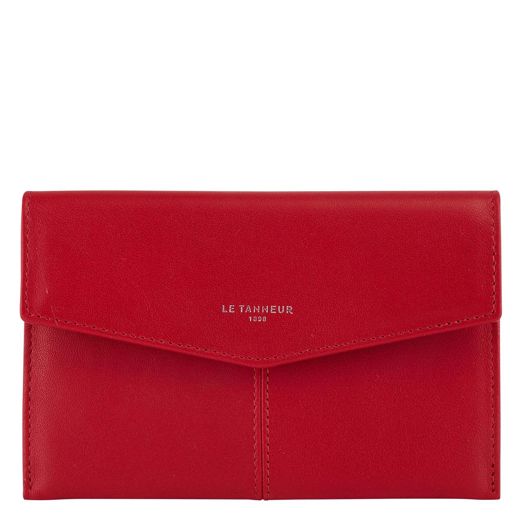 CHARLOTTE - Pochette enveloppe en cuir lisse| Rouge