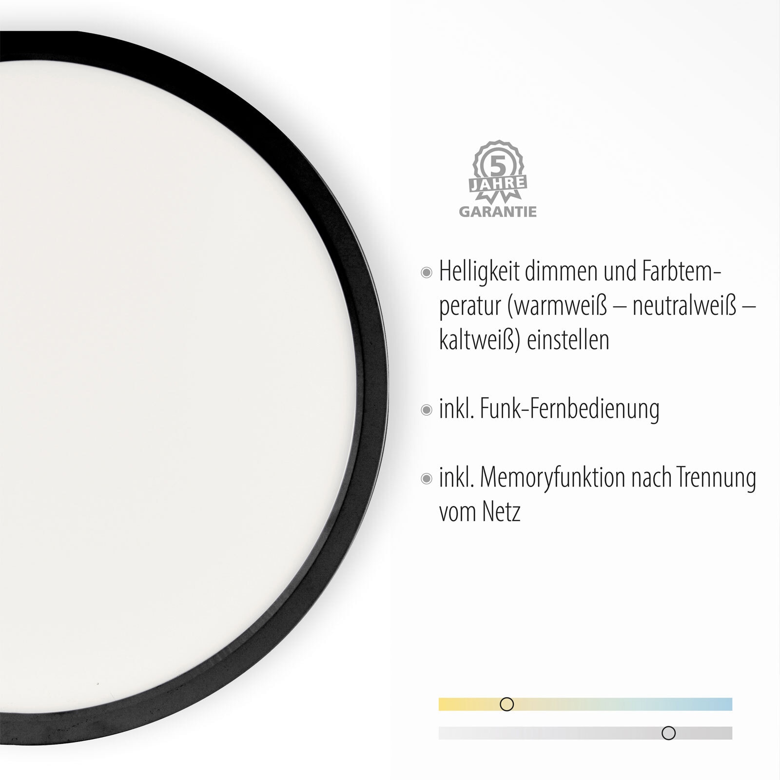 JUST LIGHT LED Deckenlampe FLAT 40 cm schwarz