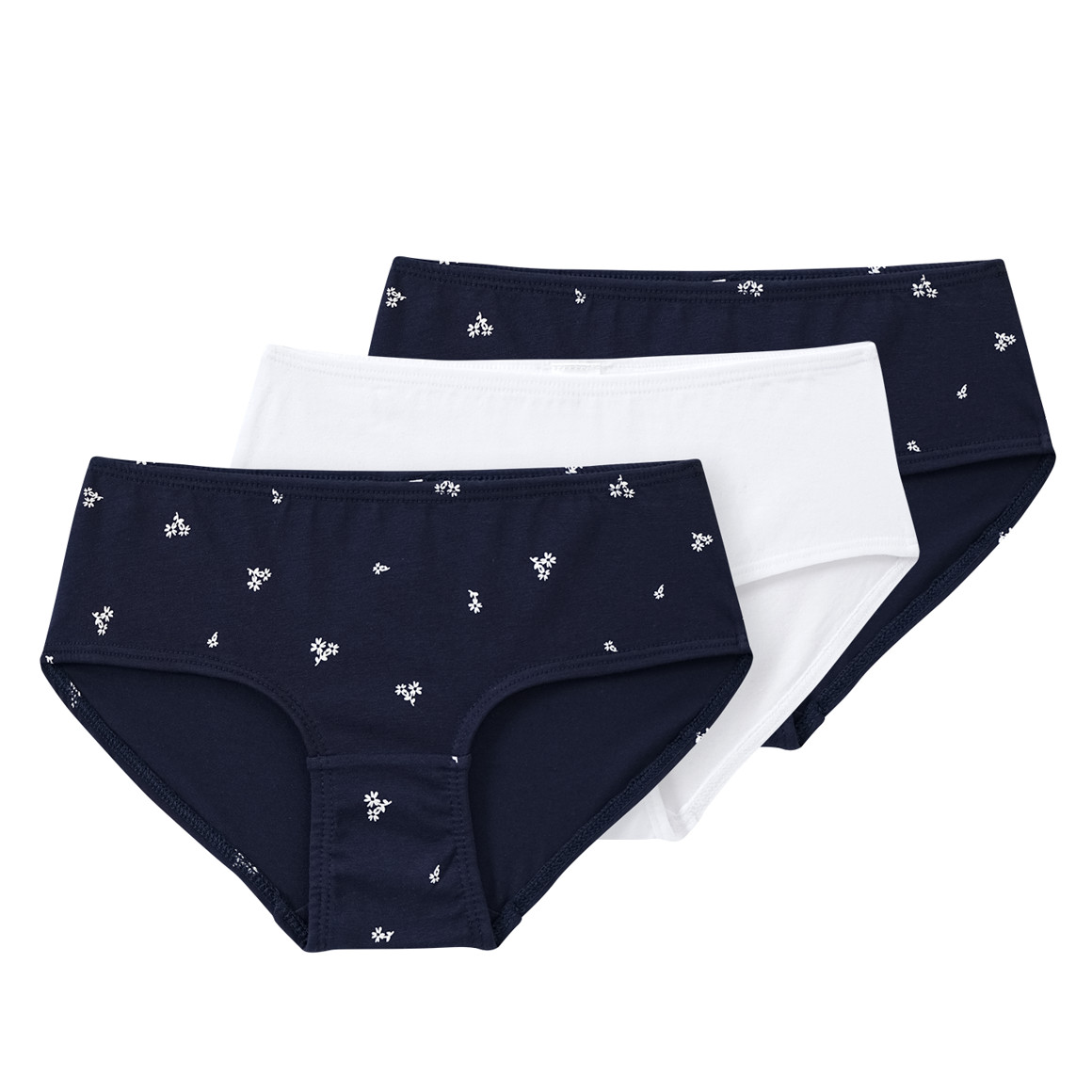 Yigga 3 Mädchen Pantys in verschiedenen Dessins dunkelblau / weiss