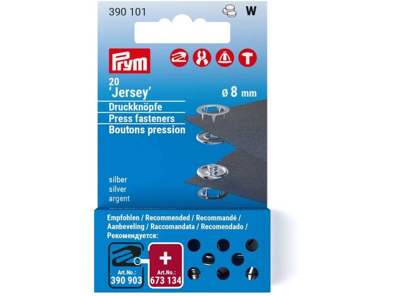 Prym Knopf Jersey 20 Stück, Silber Druckknöpfe