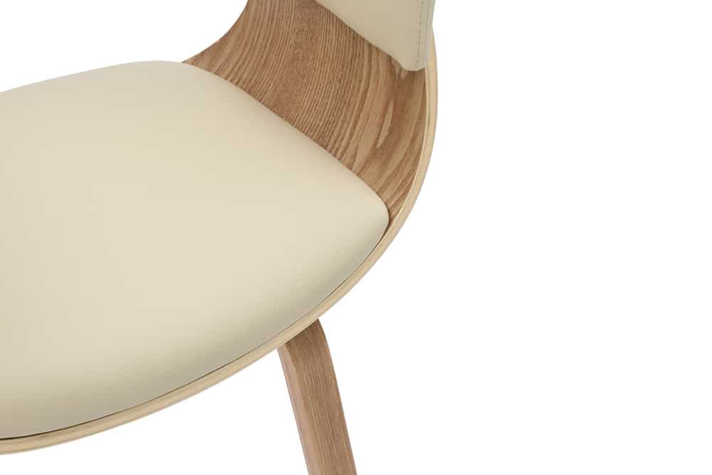 Design Stuhl ORGANIC natur Eiche creme beige Kunstleder mit Armlehnen