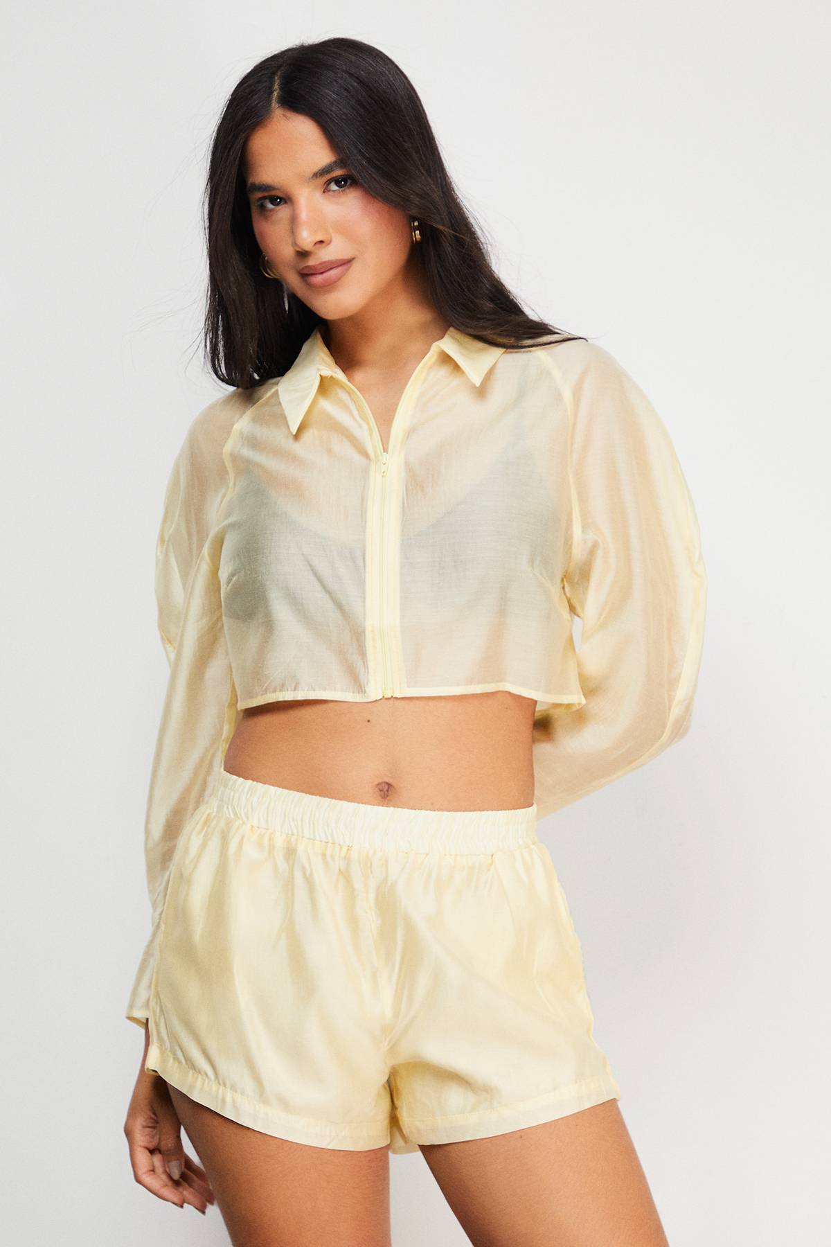 Warehouse Chemise Organza Boxy à Fermeture Éclair
