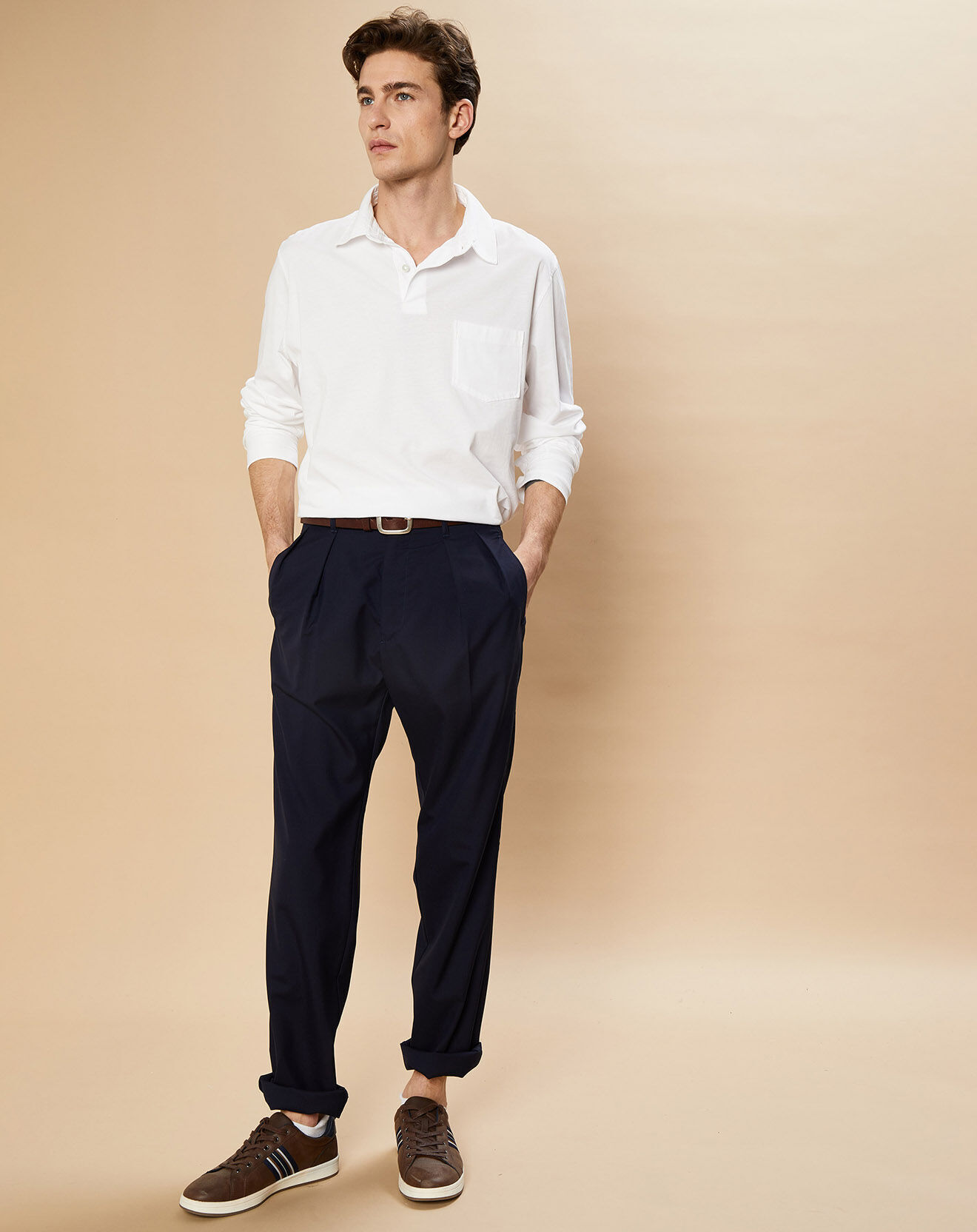 Hartford Pantalon 100% Laine Tom marine