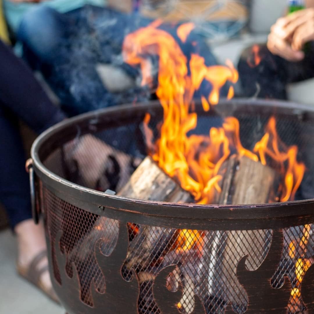 La Hacienda Wildfire Ø 61 cm - Feuerschalen für den Garten - Feuerstelle Outdoor & Feuertonne - Feuerschale mit Grillrost aus hochwertigem Stahl - Feuerkorb für den Garten - 61x61x61 cm