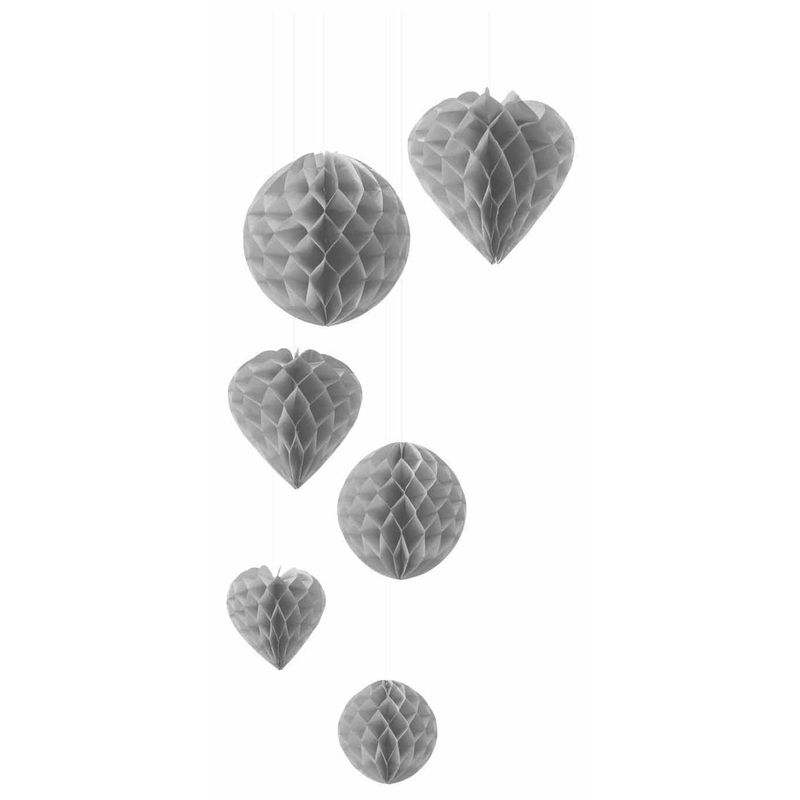 I AM CREATIVE Paperballs Herz & rund, 6 Stück, silber