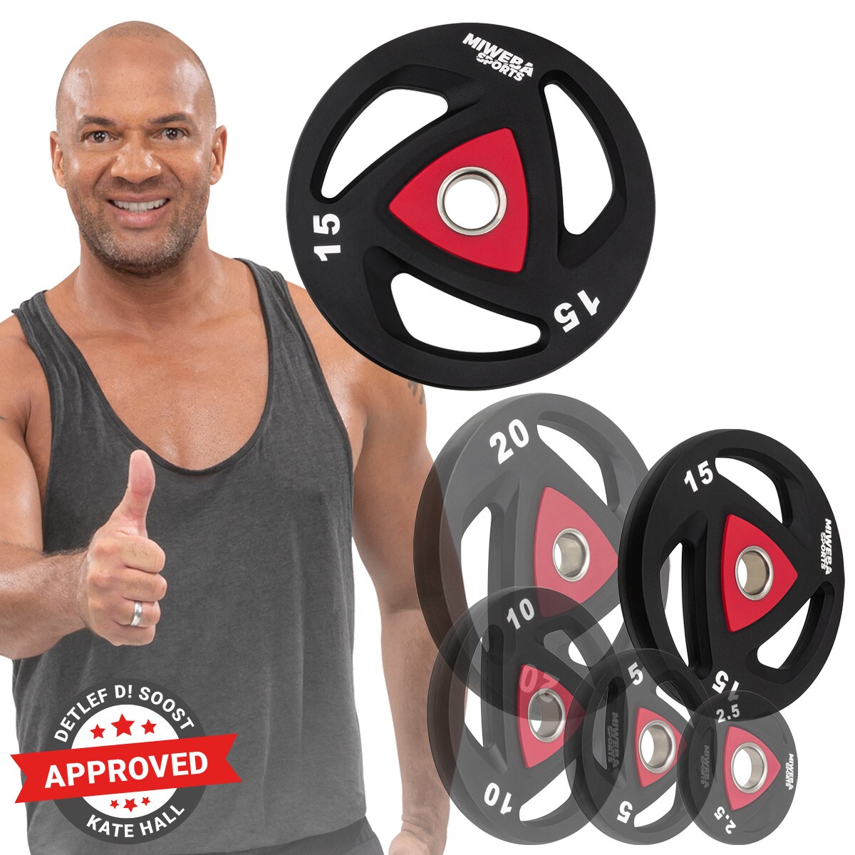 Miweba Sports Hantelscheiben Olympia, Ø 50/51 mm, 2er-Set, 2,5-20 kg, Hantel-Gewichte aus Stahl (2x 15,0 Kg)