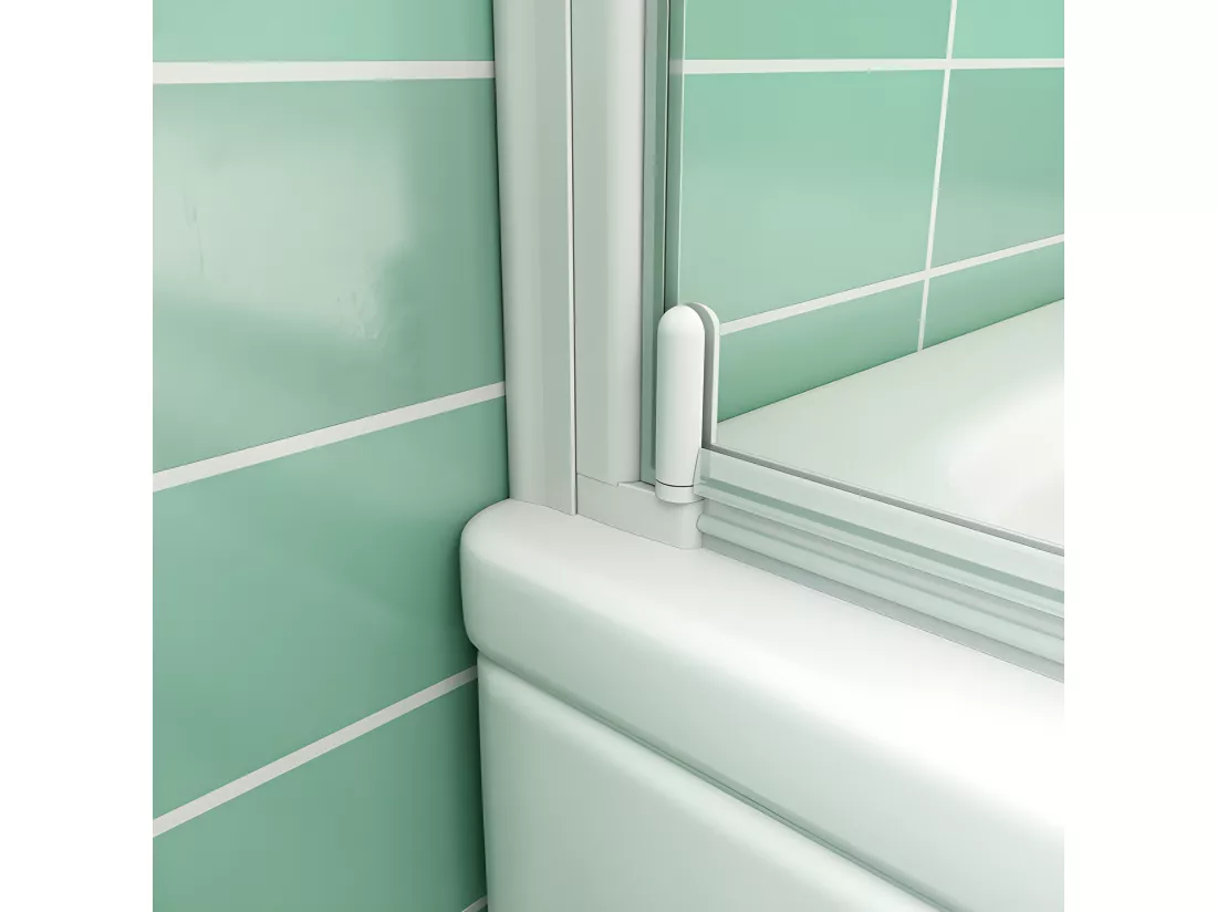 Pare-baignoire 70x130cm profilé blanc, écran paroi de baignoire pivotante 180° en verre de sécurité