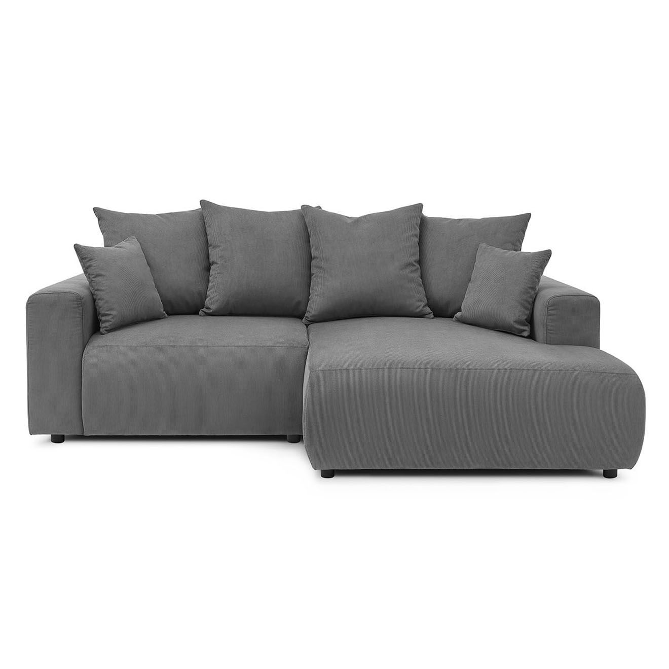 Bobochic Canapé d'angle fixe droit Enjoy gris foncé - 237x147x95 cm