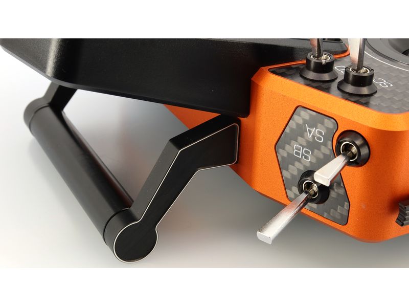 Jeti Fernsteuerung DS-24II Carbon Line Orange 24 Kanal, Dup Professioneller 24-Kanal-Sender mit Geber auf Rückseite und Carbon-Frontplatte