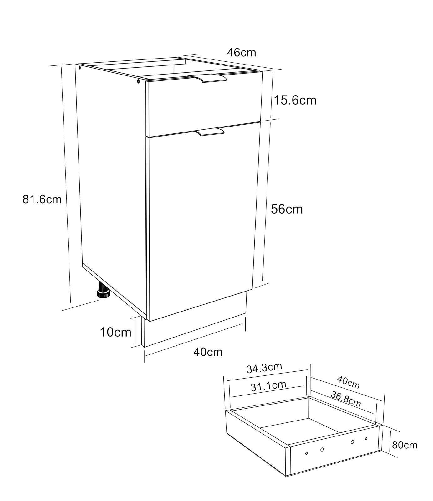Unterschrank FASOLA - weiß - Honig Eiche - 40 cm