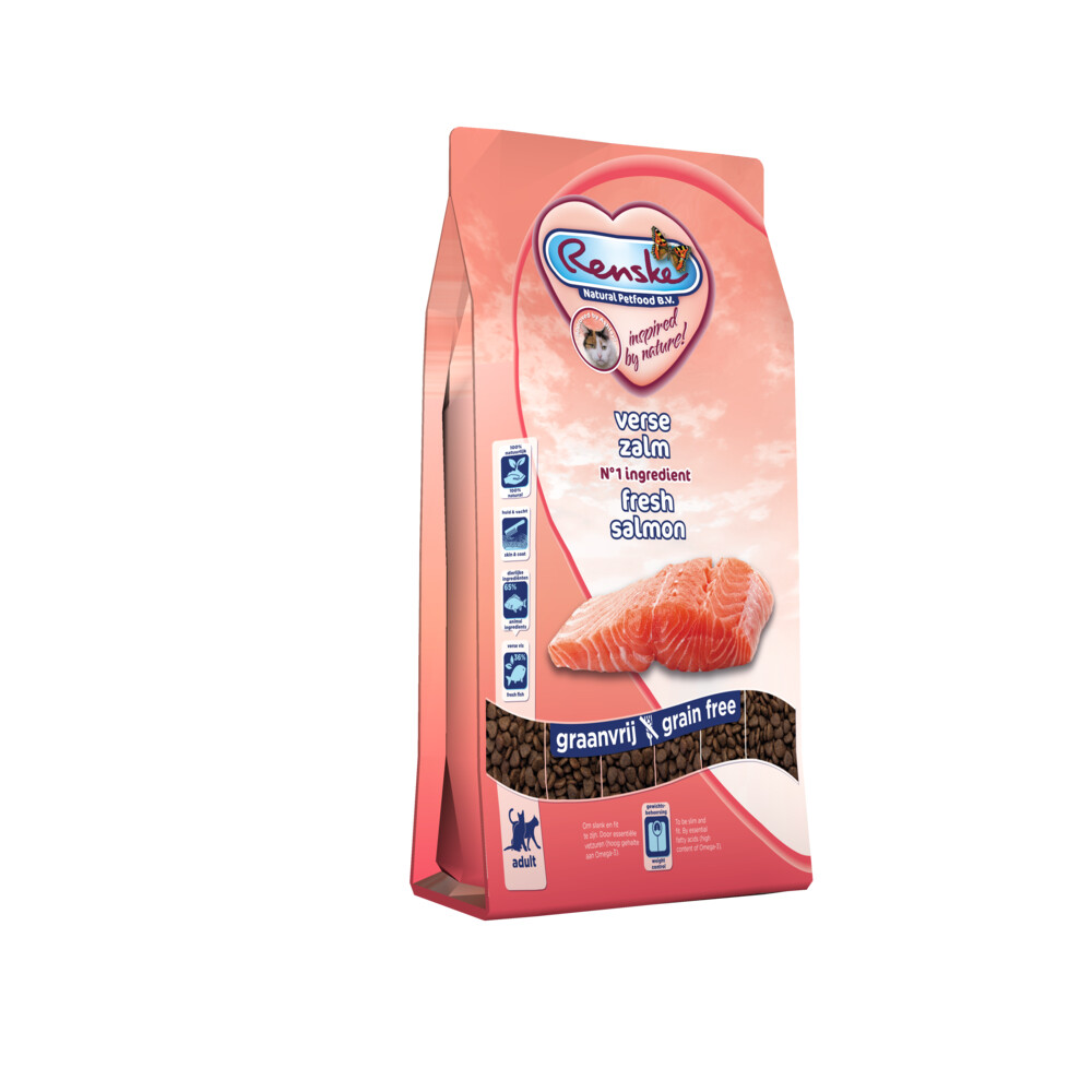 8x Renske Super Premium Droog Kat Adult Zalm400 gr