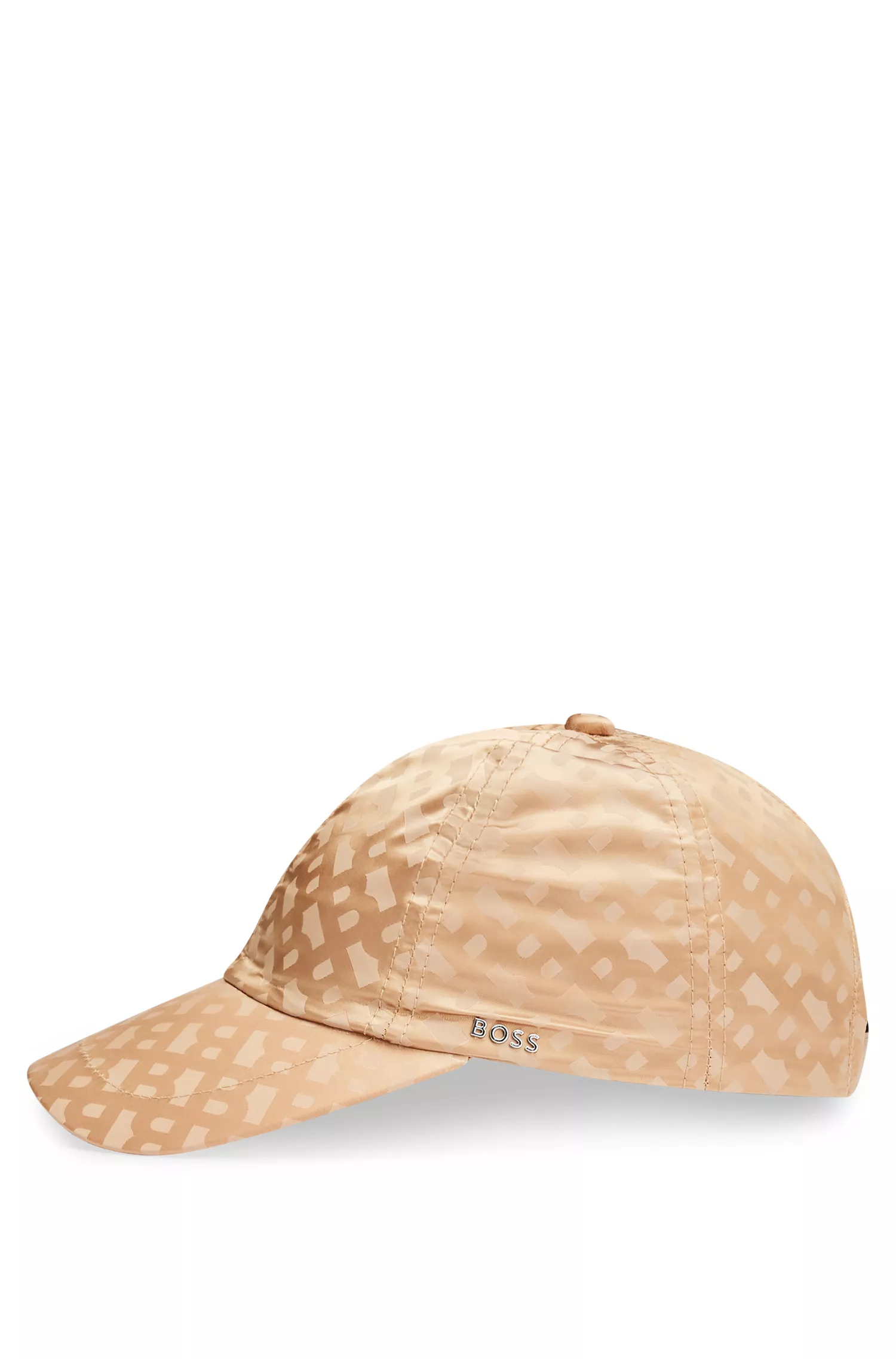 Boné BOSS preto, repelente à água, com jacquard de monograma.