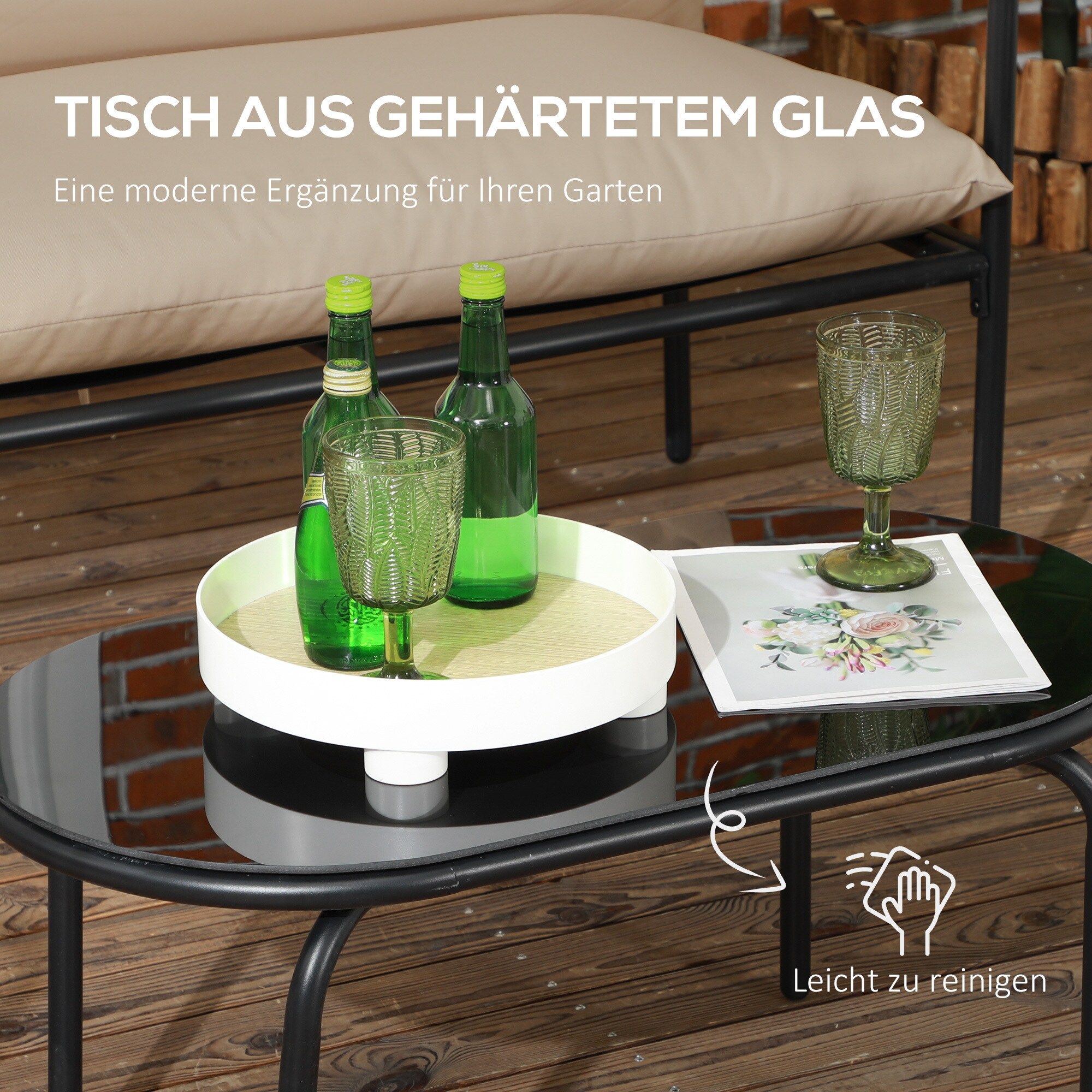 Outsunny Gartenmöbel-Set mit 2 Sessel braun 116L x 58B x 66H cm