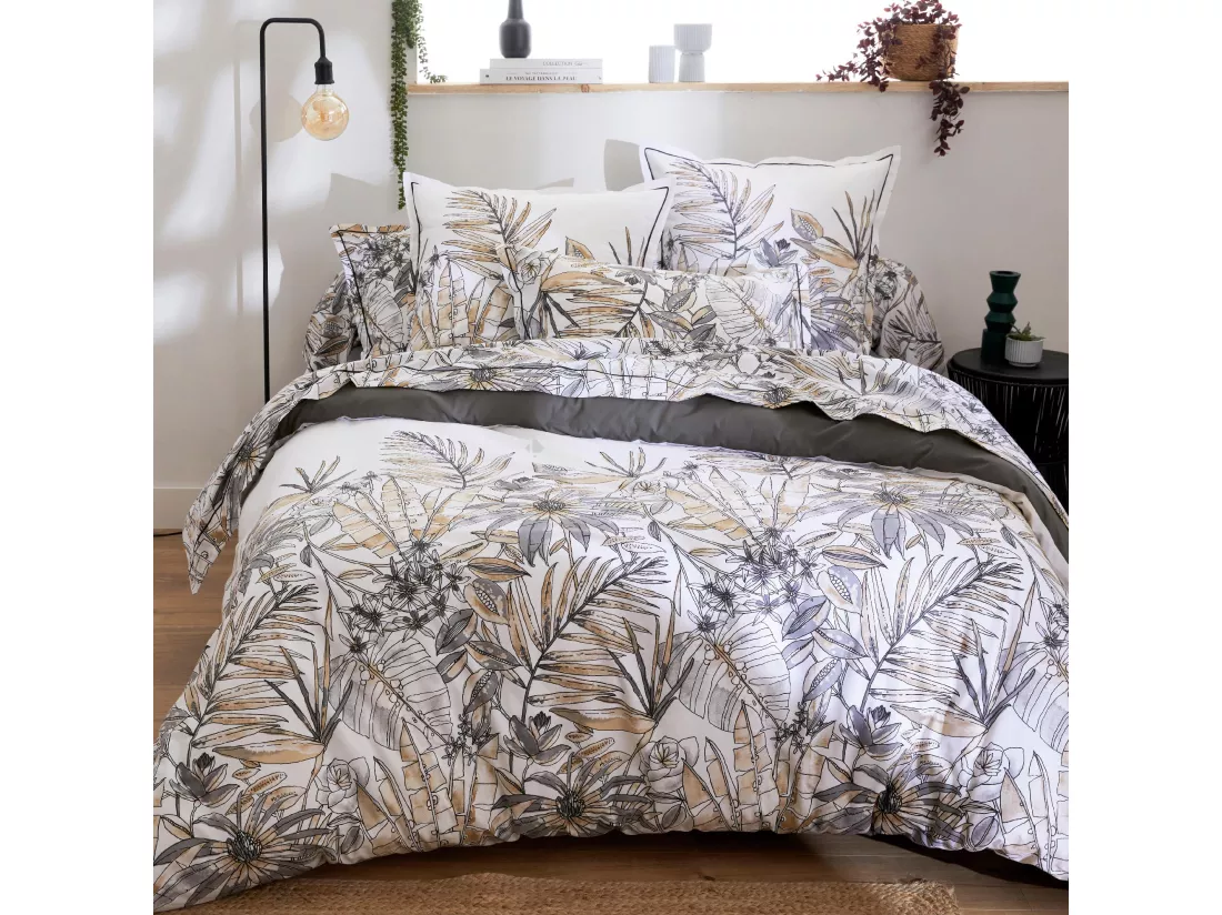 Taie de traversin 200x43 cm coton SUMATRA gris Fusain