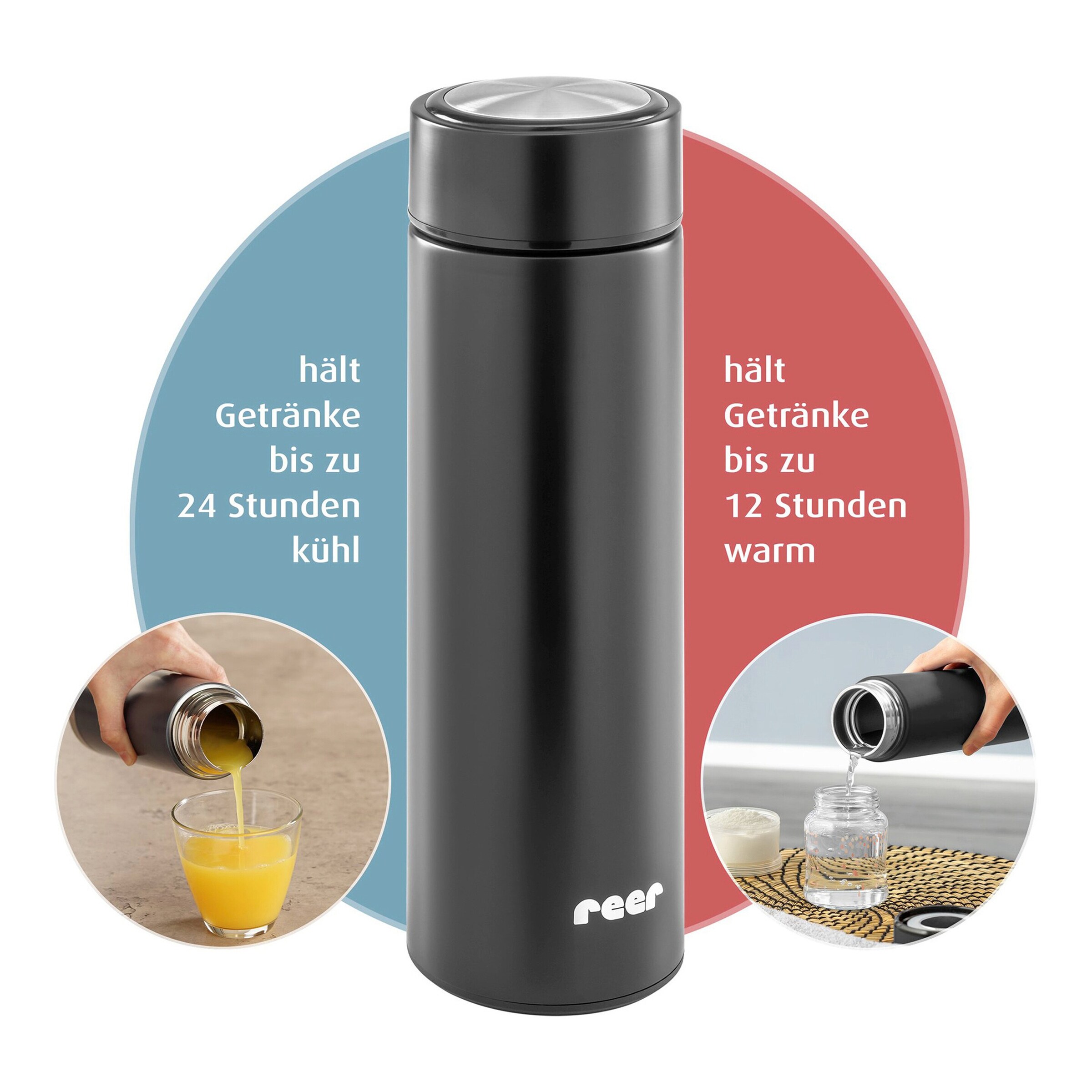 reer Edelstahl-Isolierflasche 450 ml schwarz