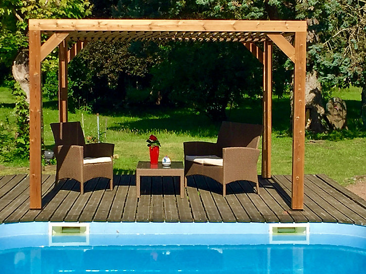 Pergola autoportante manuelle bois Habrita THO3531T 3,41 x 3,13 m