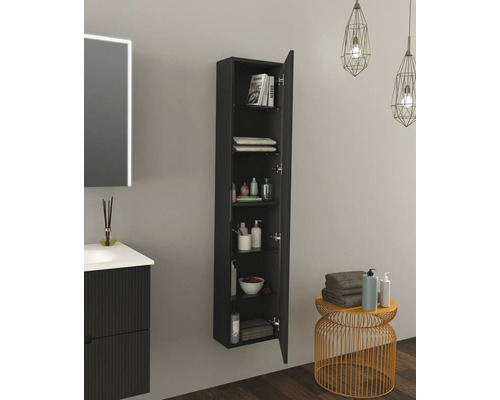 Jungborn QUATTRO/SEDICI hoge kast, BxHxD 35 x 160 x 20 cm, frontkleur matzwart, 55712