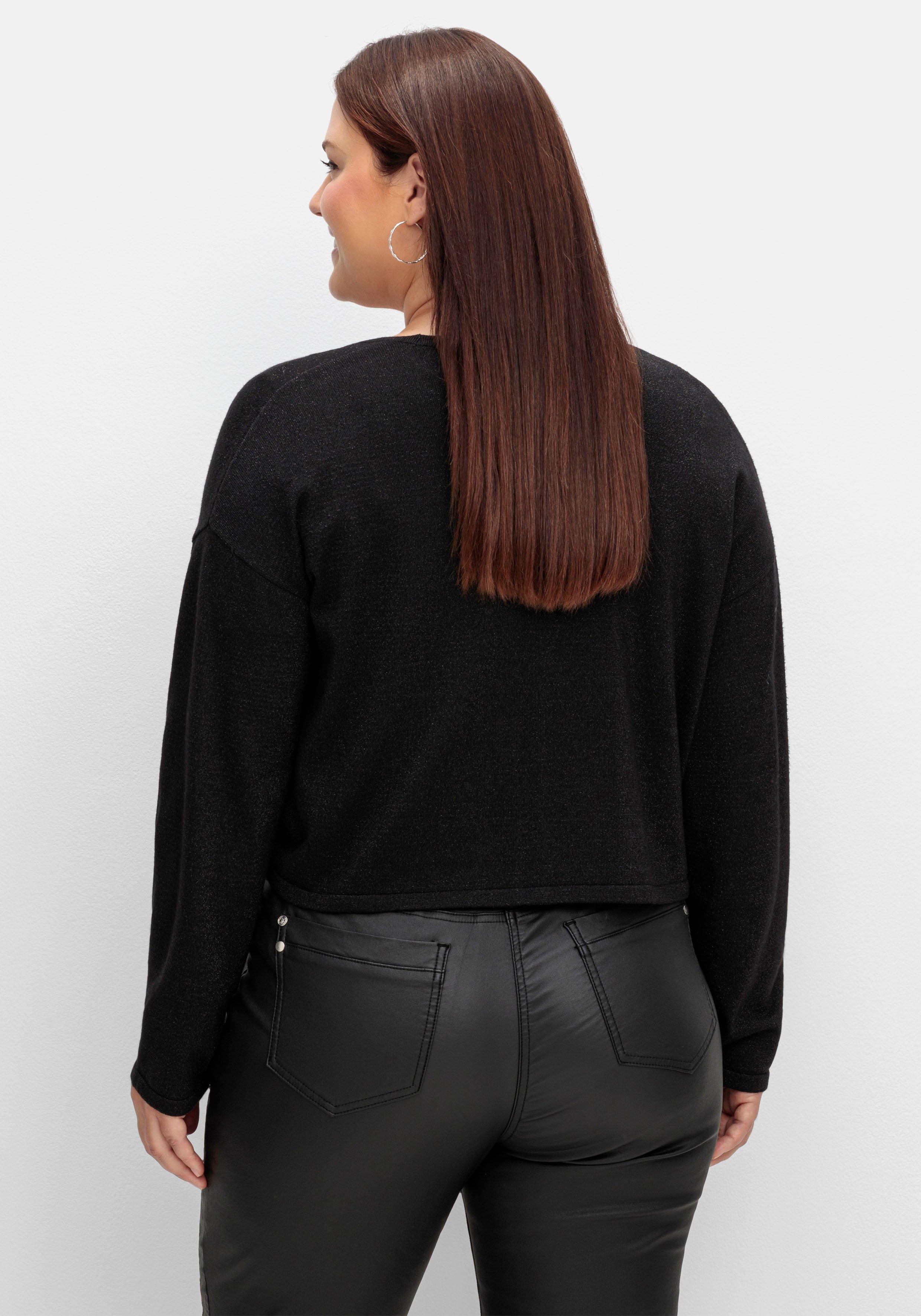 Verschlusslose Kurzstrickjacke mit Glitzergarn