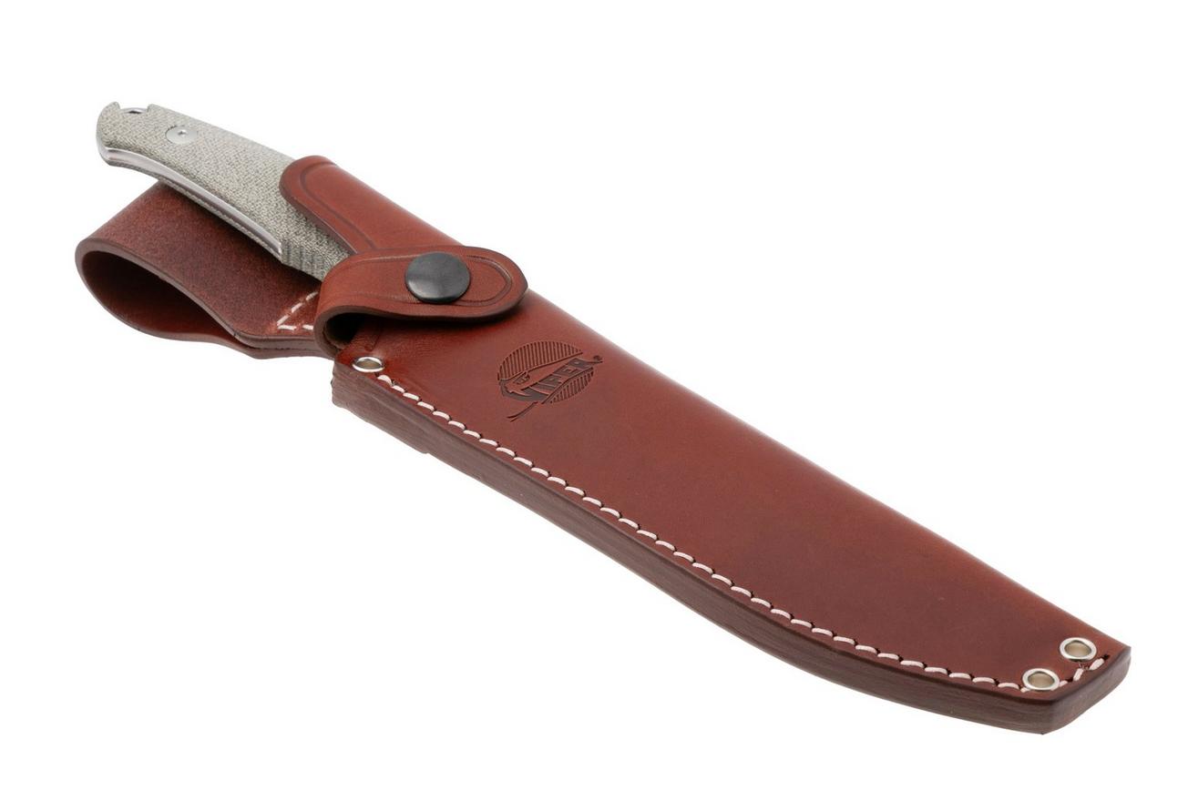 Viper Trail VT4066CG Stonewashed N690, Green Canvas Micarta, vaststaand mes, Jens Anso design