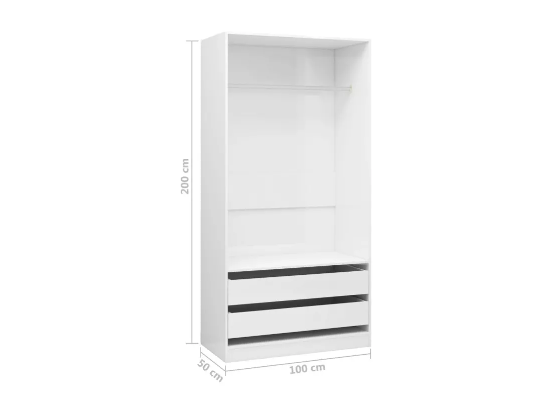 Garde-robe Blanc brillant 100x50x200 cm Bois d'ingénierie