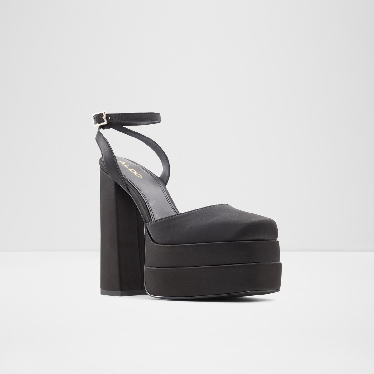 Kersaudy Black Textile Satin Women Platforms & Mary Janes