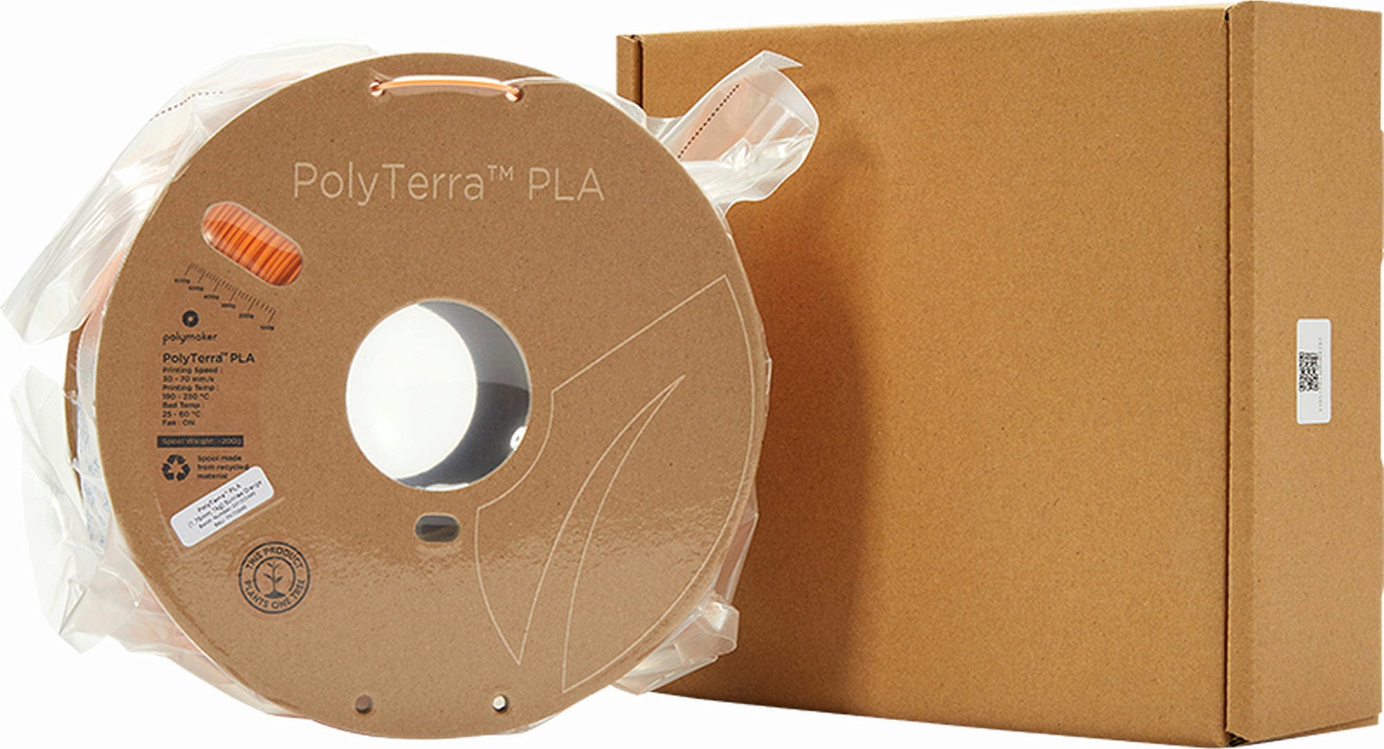 Polymaker  PolyTerra PLA Sunrise Orange, 1,75 mm / 1000 g    Filament mit reduziertem Kunststoffgehalt