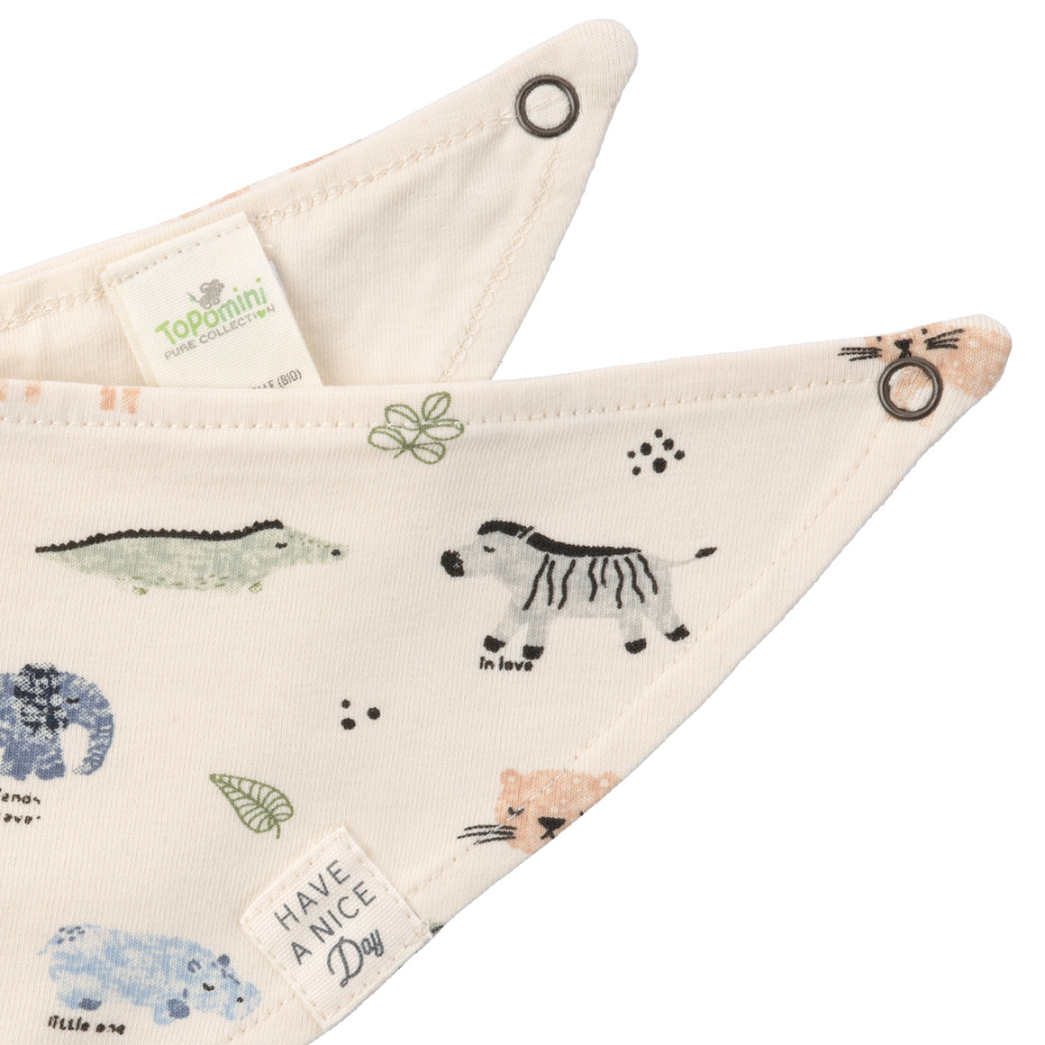 Topomini Pure Collection Baby Bandana mit Tier-Allover hellblau / weiss / bunt