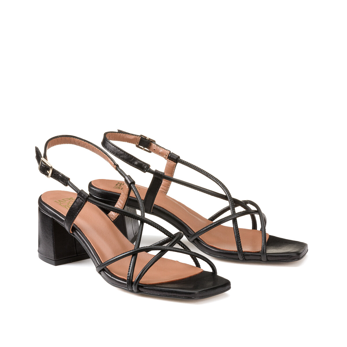 COLEÇÃO LA REDOUTE<br>Sandálias exclusivas, com tiras finas, em couro e salto