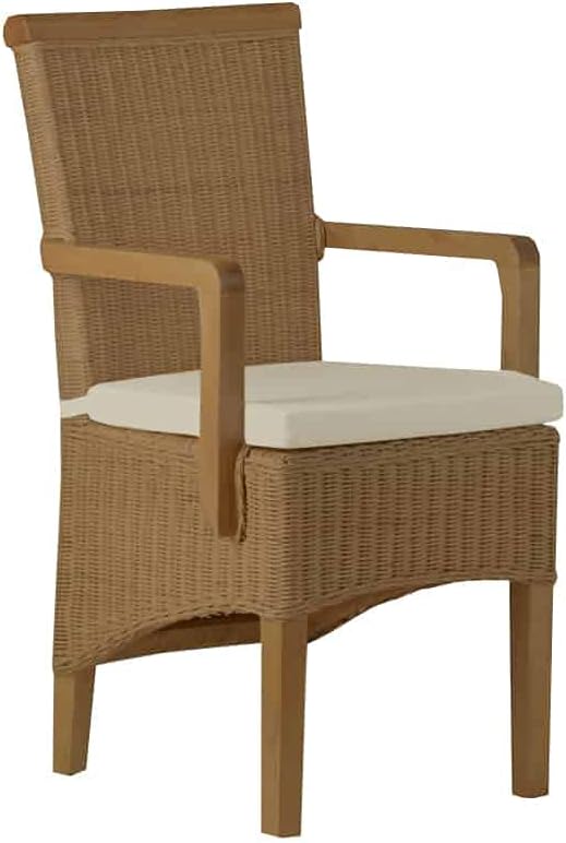 Armlehnstuhl Rattan 53x98x57 cm Modern Massivholz Mahagoni Natur