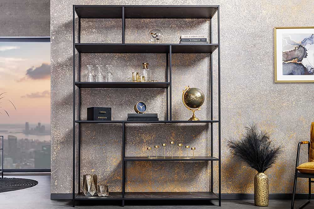 Modernes Bücherregal SLIM LINE 185x135cm graphit Metallgestell