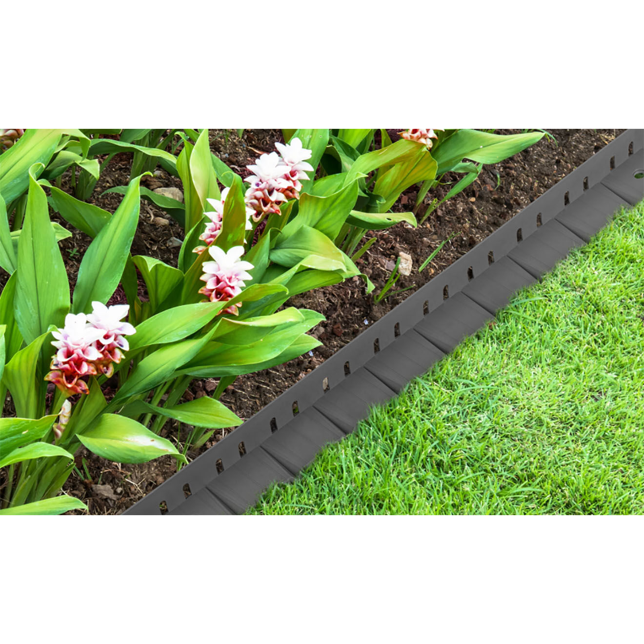 Pratik Garden 10 bordurettes stop herbe spéciale tonte grises - 50x55x136 cm