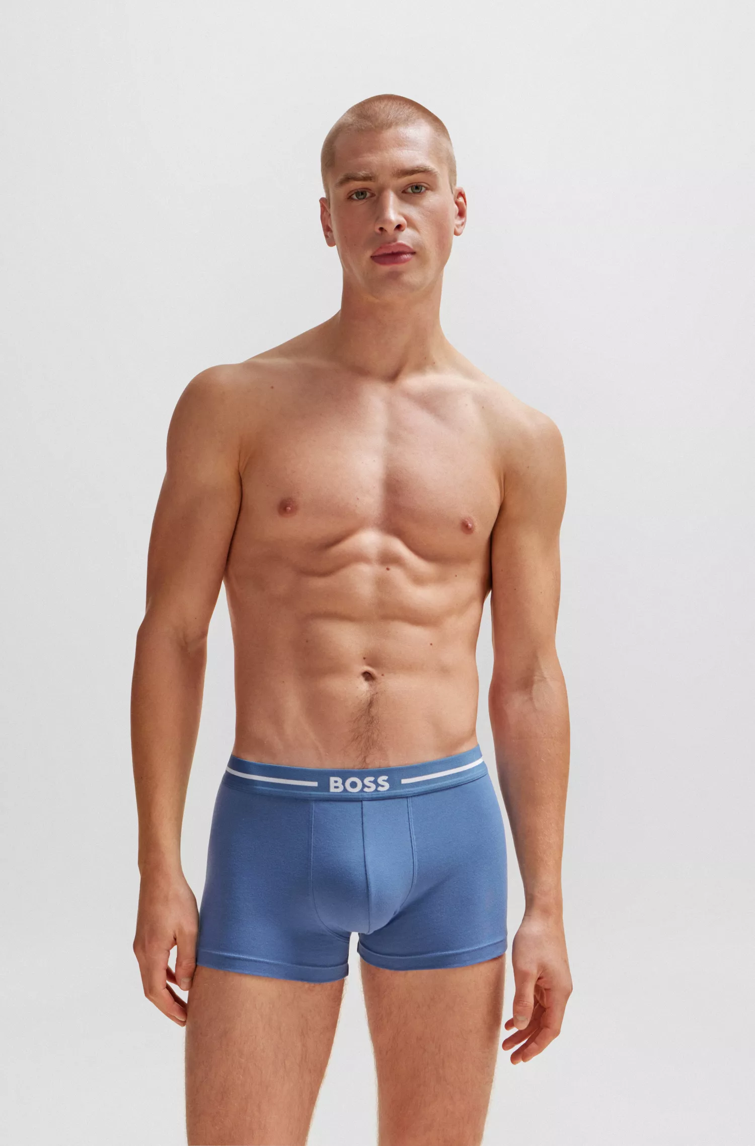 BOSS Black - Pacote com três cuecas boxer de algodão elástico com cós com logotipo.