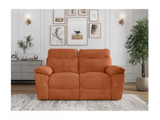 Canapé de relaxation manuel Ross 2 places en velours côtelé - Terracotta - L160 x P100 x H102cm - Loungitude