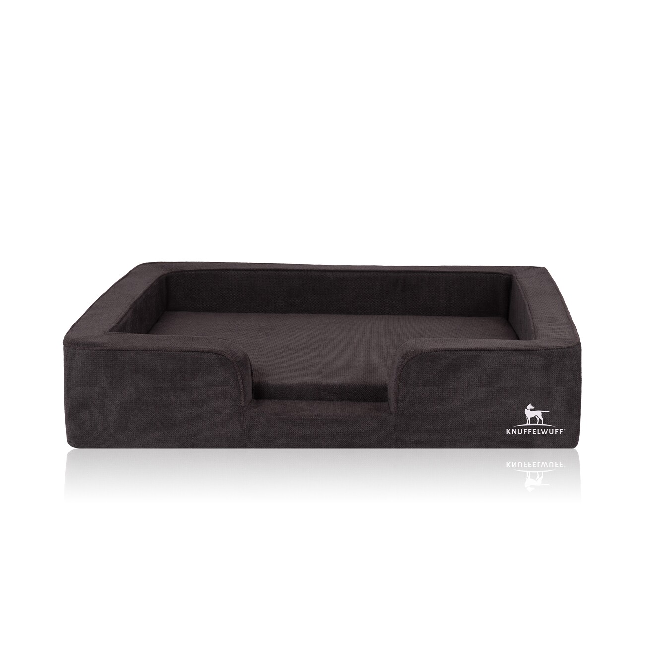 Knuffelwuff orthopädisches Hundebett mit Wendekissen aus Velours Bellamy schwarz M-L