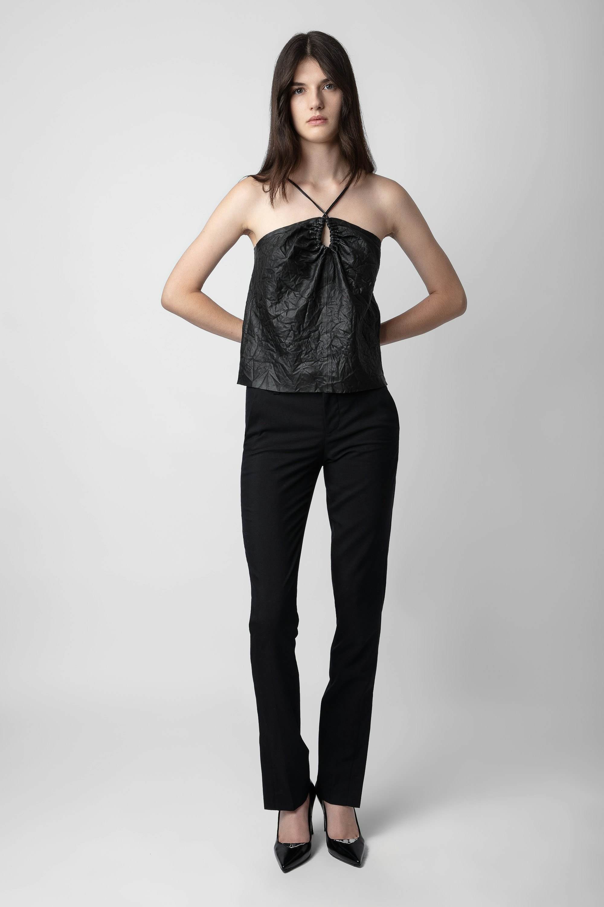 Top Cidonie Cuir Froissé