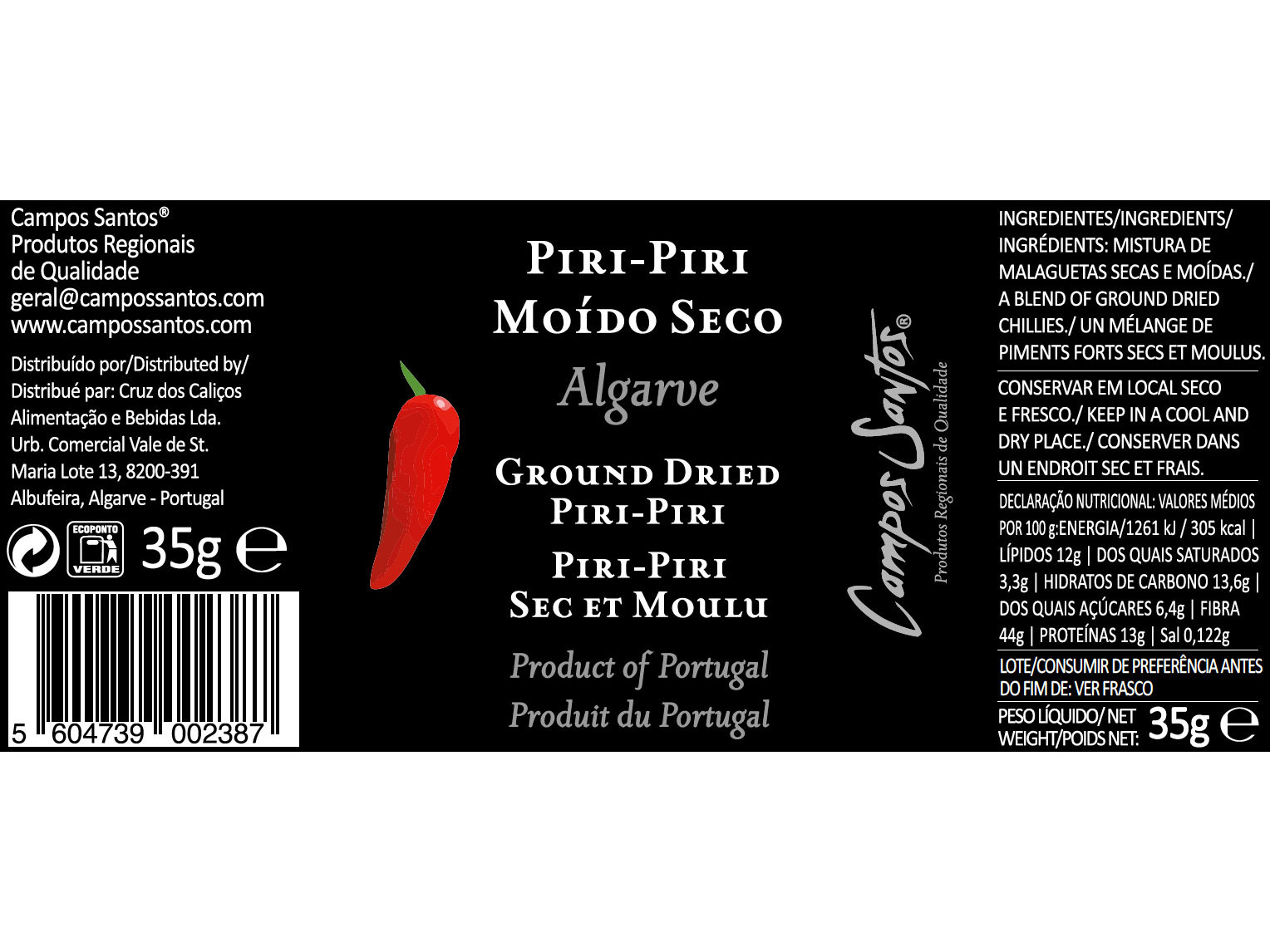 PIRI-PIRI CAMPOS SANTOS MOÍDO SECO 35G