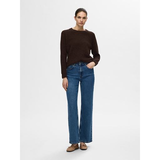 Selected Femme Lulu Striktrøje, Coffee Bean Melange, XS