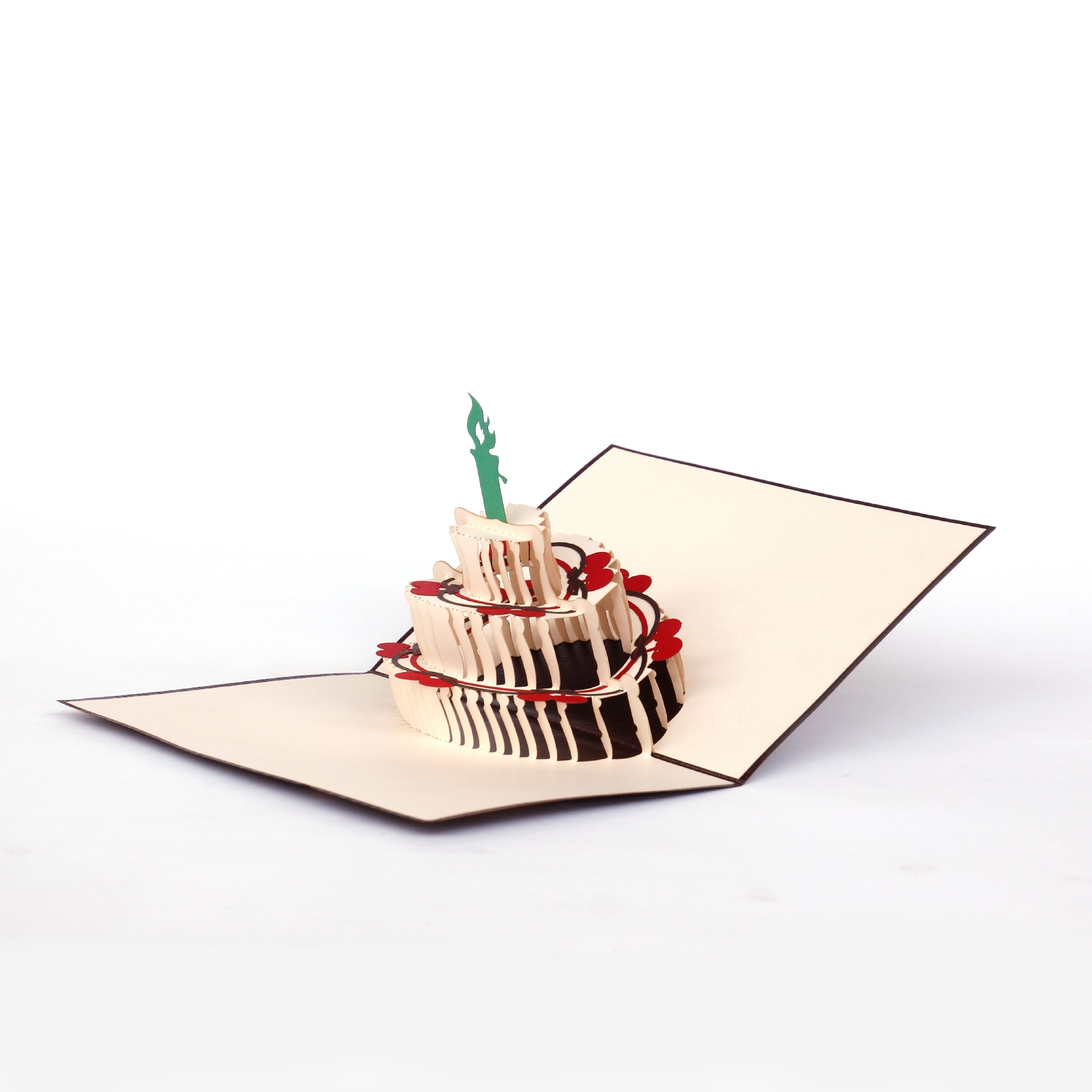 Pop-Up Karte 'Schwarzwälderkirschtorte', weiß, rosa, L 18 cm, B 13 cm günstig bestellen