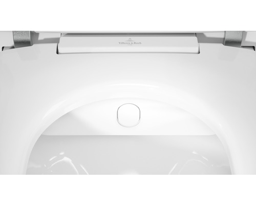 Villeroy & Boch ViClean-I 100 douchetoiletset, diepe spoeling, open rand, glanzend wit met coating, met toiletzitting V0E100R1