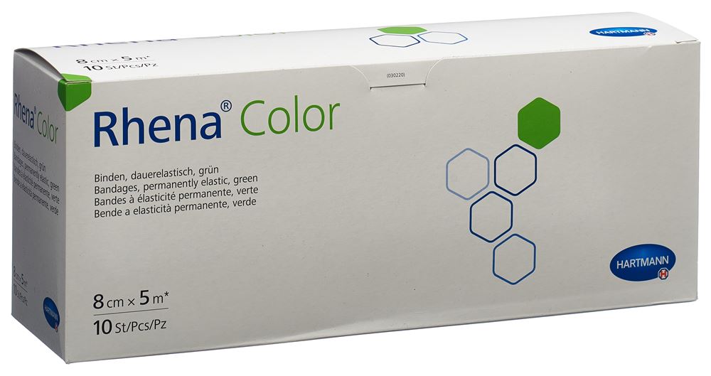 Rhena Color Elastische Binden<br>10 Stück, 8cmx5m, grün offen