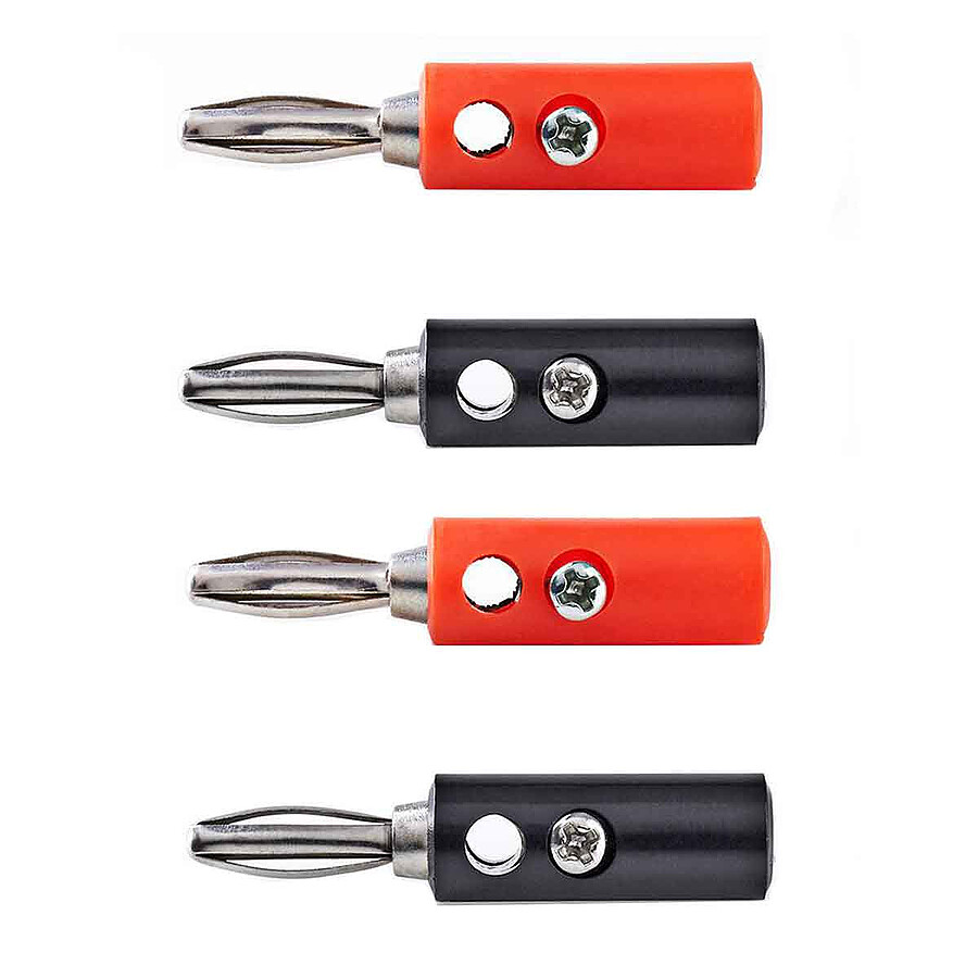 Nedis Lot de 4 Connecteurs Banane (Noir/Rouge)