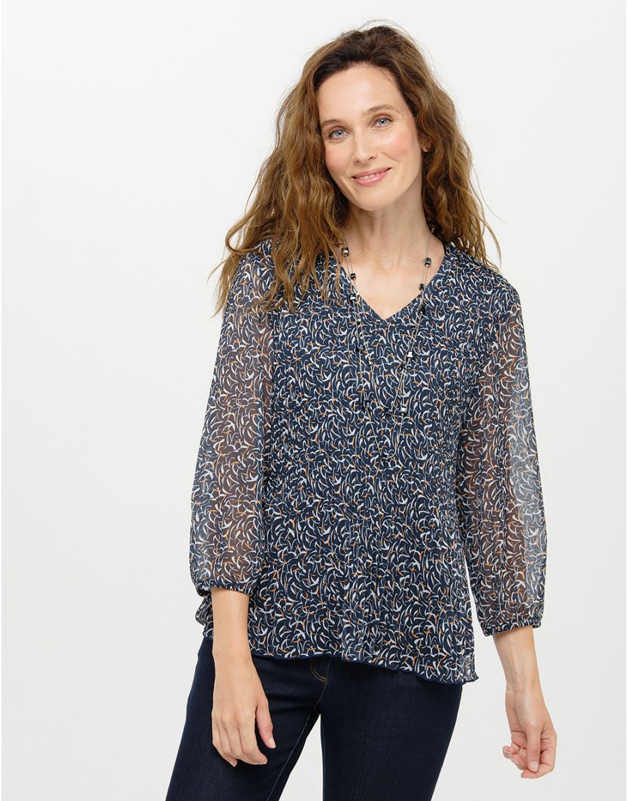Blouse fluide voile bleue