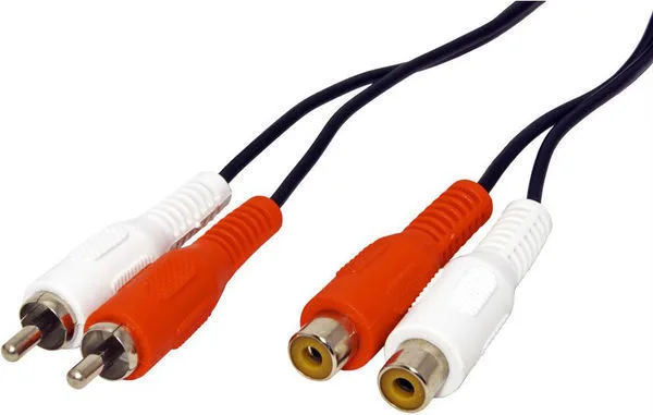 Rallonge RCA 2 x Mâles / 2 Femelles (1,2 m) Câbles RCA/Cinch stéréo