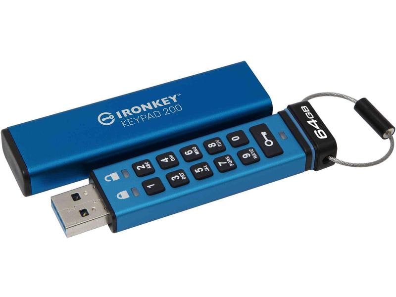 Kingston USB-Stick IronKey Keypad 200 64 GB Verschlüsselter USB-Stick mit Tastatur