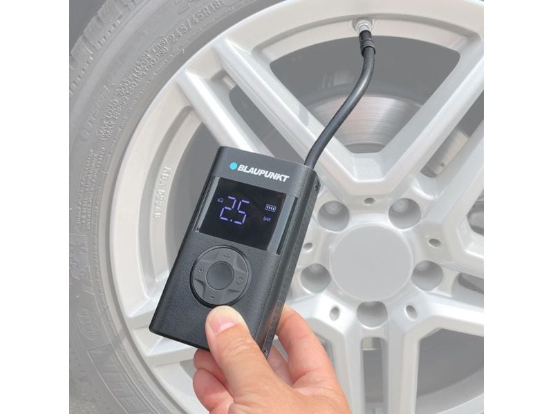 Blaupunkt Luftkompressor TPM-124 0.2-10 bar Tragbare Akku-Luftpumpe zum Befüllen und zur Druckkontrolle von Reifen, Bällen und anderen Aufblasartikeln.