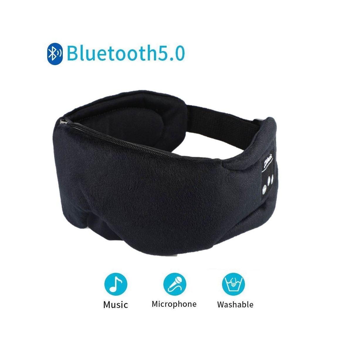 Sovemaske med hodetelefoner Bluetooth 5.0 Sort