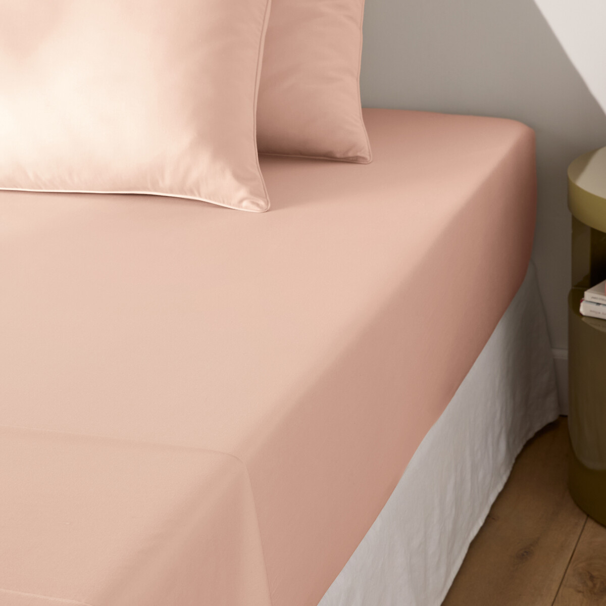 LA REDOUTE INTERIEURS<br>Lençol de algodão cetim, dobra 30 cm, Opale