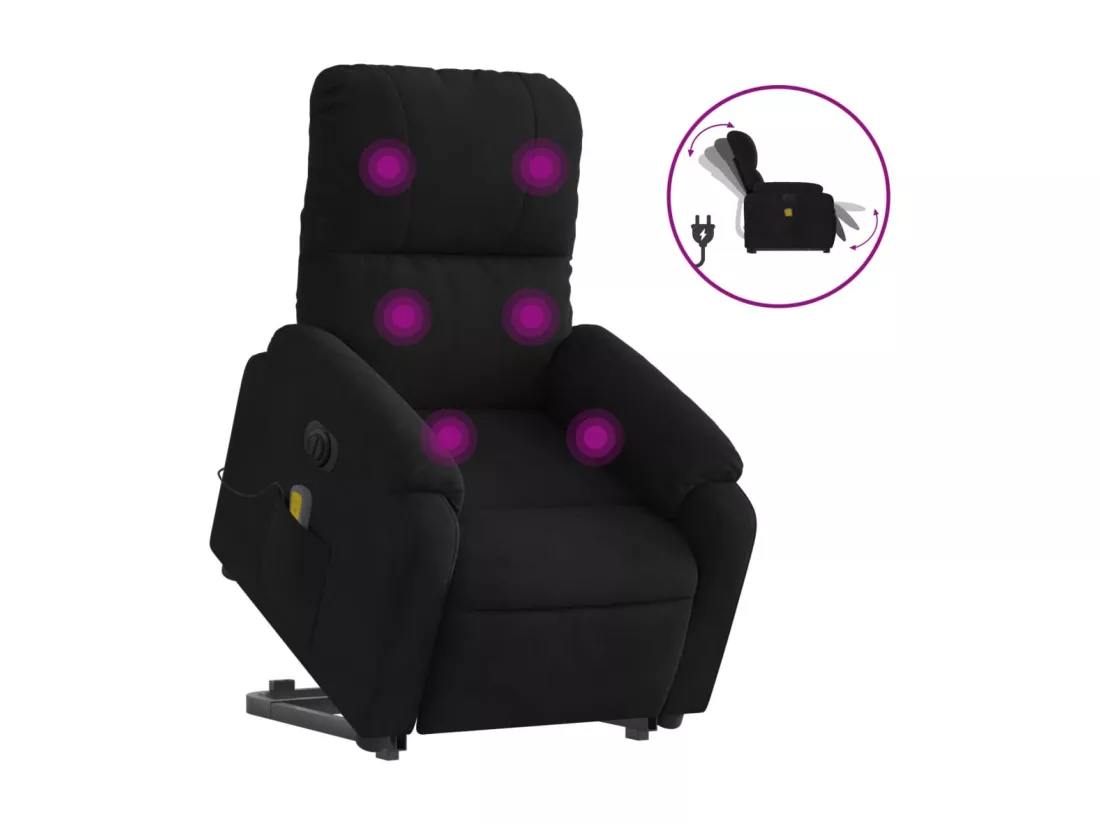 Fauteuil inclinable massant électrique noir tissu microfibre
